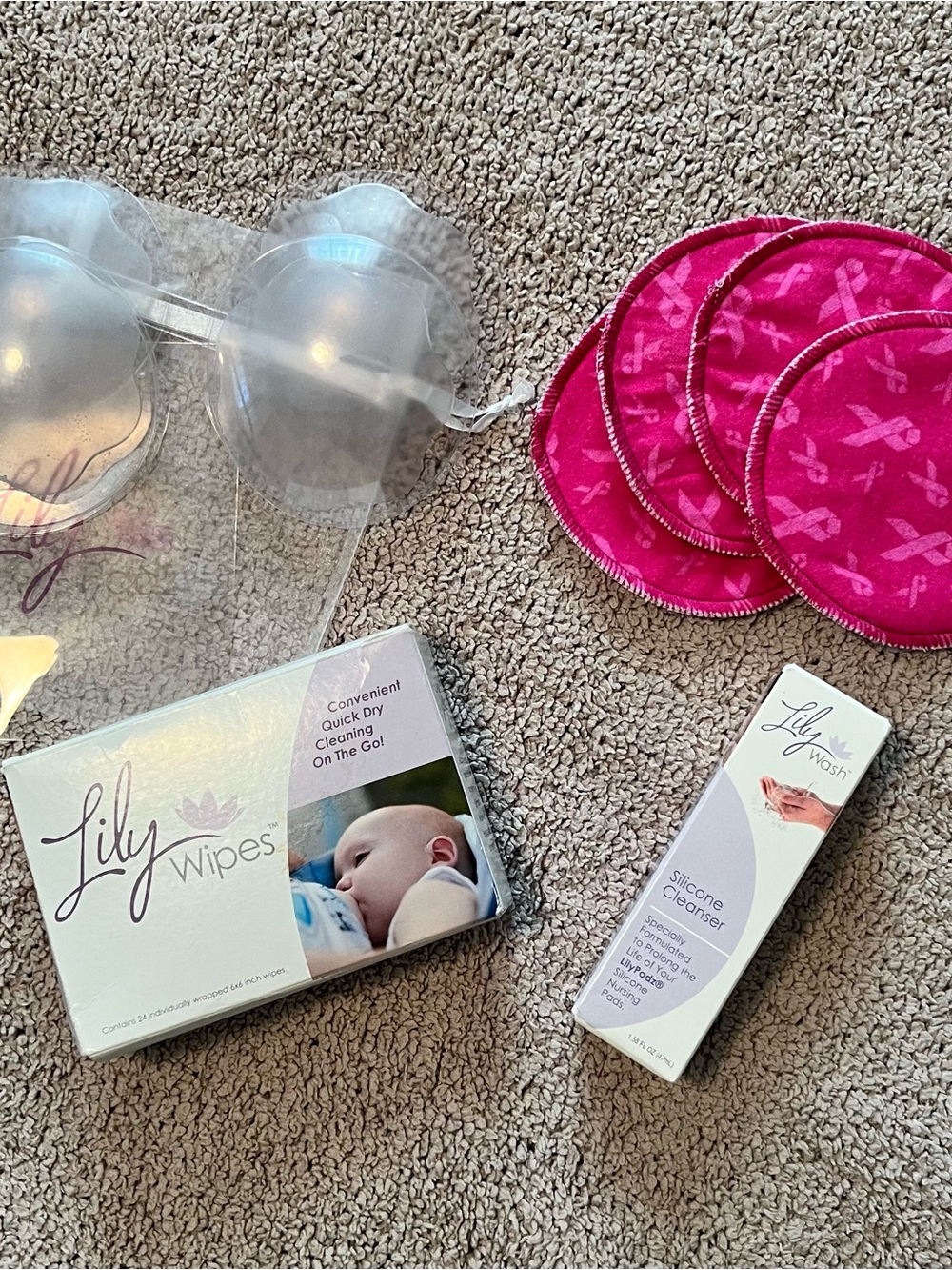 Lily Nursing Care Lot — 2 sets Lily Padz, Wipes, Cleaner and 2 sets Cloth Pads